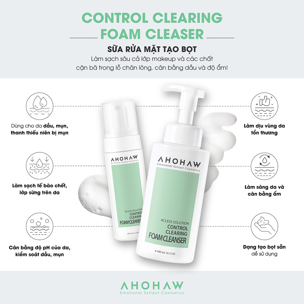 Sữa rửa mặt làm sạch sâu & cải thiện mụn cho da dầu và da hỗn hợp Control Clearing Foam Cleanser (150 ml - 480 ml)