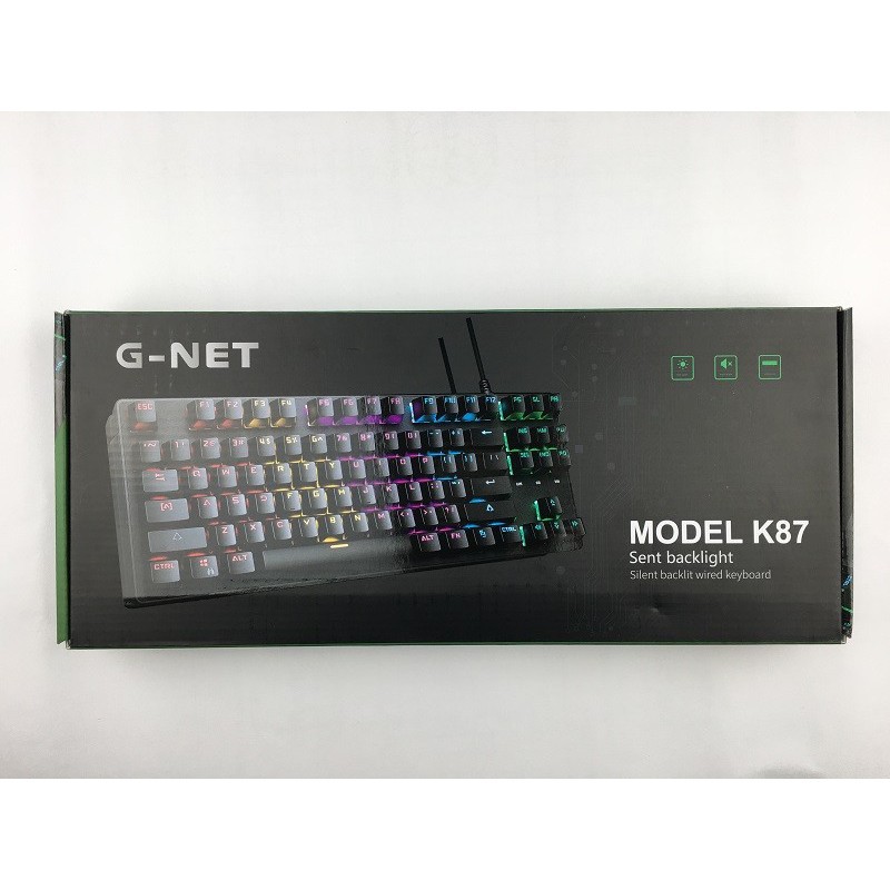 Bàn phím cơ Tenkeyless G-Net K87 Blue Switch I BH 12 Tháng chính hãng I Gaming Tenkeyless Keyboard GNET K87 Rainbow Led