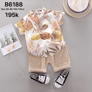 Đồ bộ bé trai hoạ tiết lá phong cách hàn quốc