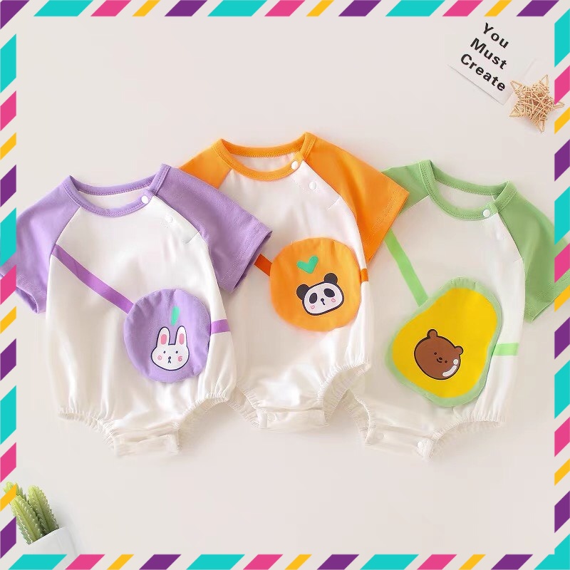 Combo 3 Bộ Body Chip Cộc Tay Cho Bé Trai Bé Gái Dễ Thương Vải Cotton Mềm Mịn Cho Bé 3-12kg