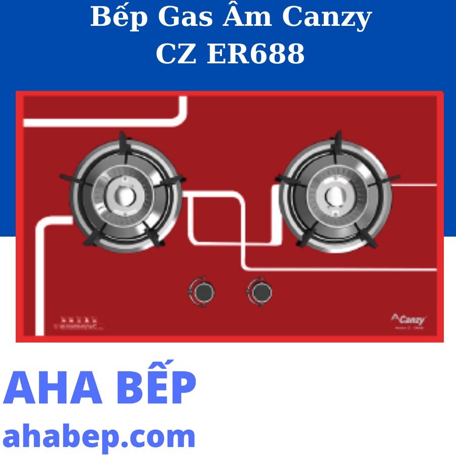 Bếp Gas Âm Canzy CZ ER688 - 760x450mm, Kính Cường Lực 12mm, 2 Vùng Nấu Lửa Xoáy