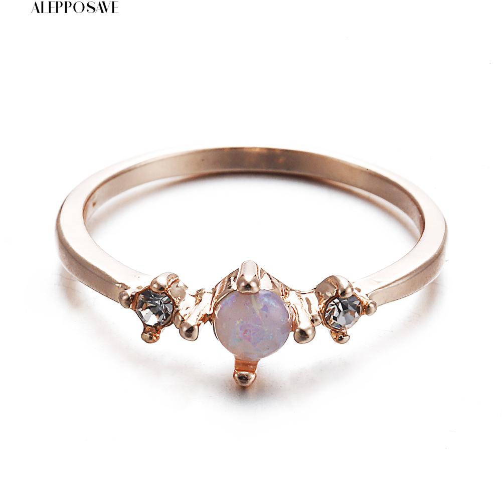 Nhẫn Mạ Vàng Hồng Đính Đá Opal