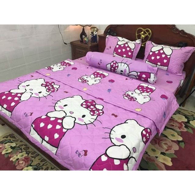 Bộ chăn ga combo 5 món hello Kitty