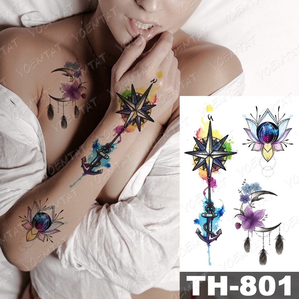 Hình Xăm Tạm Thời Henna Mandala Đính Đá Họa Tiết Hoa Phong Cách Nghệ Thuật Chống Thấm Nước Cho Nam Và Nữ