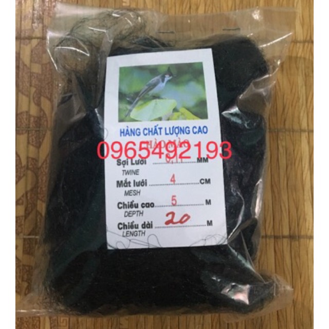 Lưới bẫy chim 4cm cao 5m dài 20m bắt khứu, chim chích chòe, chi họa mi, chim sẻ chất lượng cao lưới cực nhậy y hình theg