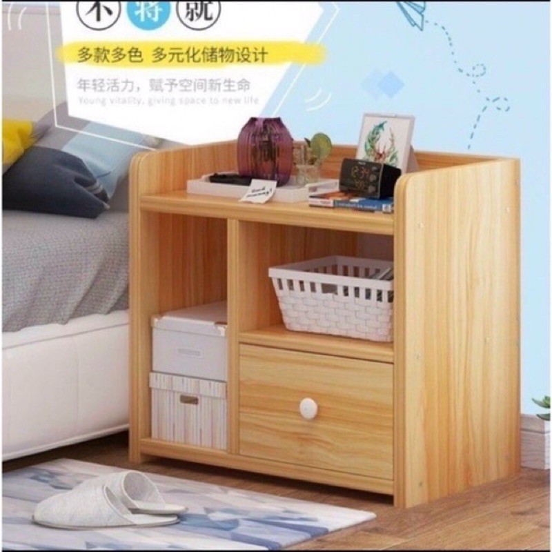 Tủ Đầu Giường Vuông Ngăn Kéo Màu Gỗ 40 x 26 x 32.5cm