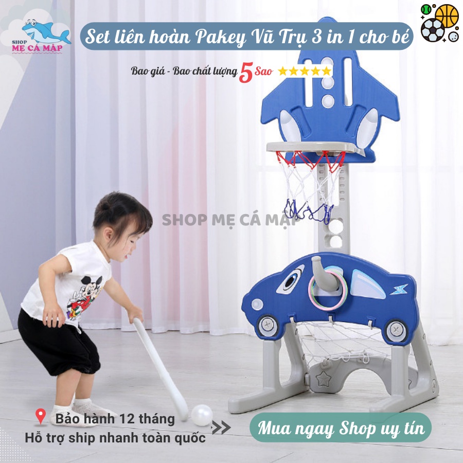 Đồ chơi bóng rổ trẻ em PAKEY Vũ Trụ đa năng có thể nâng lên hạ xuống cho bé từ 1 đến 6 tuổi