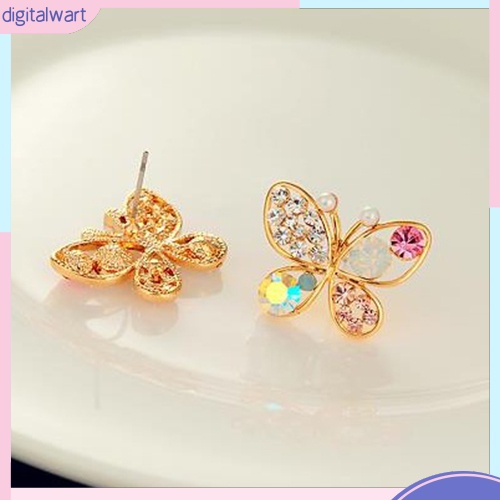 Cặp khuyên tai hình bươm bướm đính đá quý nhân tạo nhiều màu sắc cá tính dành cho nữ