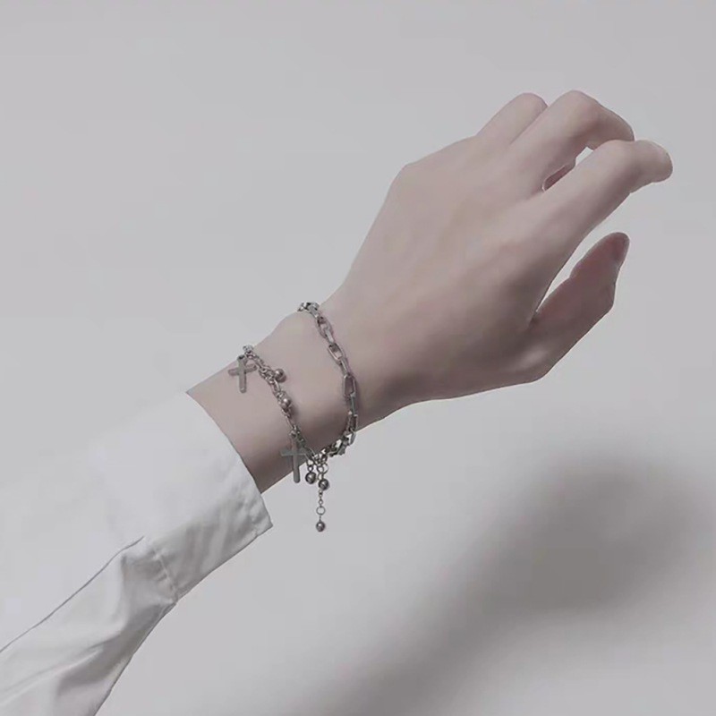 Women Korean Vintage Geometric Cross Pendant Bracelet Fashion Charm Jewelry