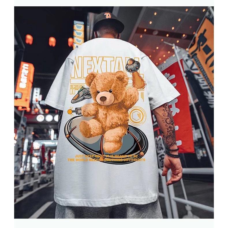 Áo Thun Tay Lỡ In Hình Gấu Size Lớn M-8XL Thời Trang Mùa Hè Cho Nam Và Nữ
