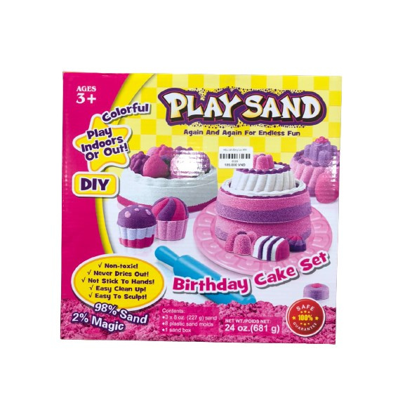[Không dính tay] Hộp đồ chơi cát động lực cao cấp làm bánh kem sinh nhật y hình cho bé 8028