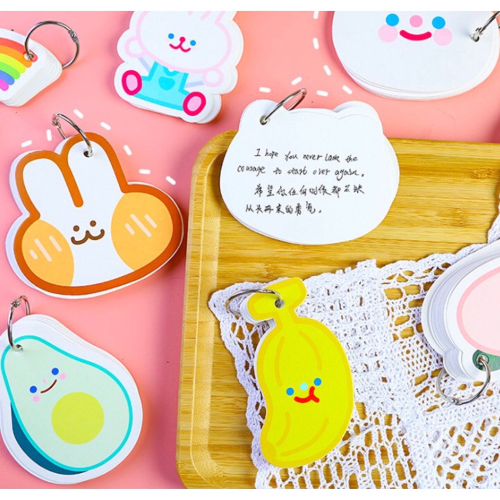 Thẻ Flashcard Pilu Trắng Cao Cấp dày dặn tặng khoen nhiều mẫu cute dễ thương