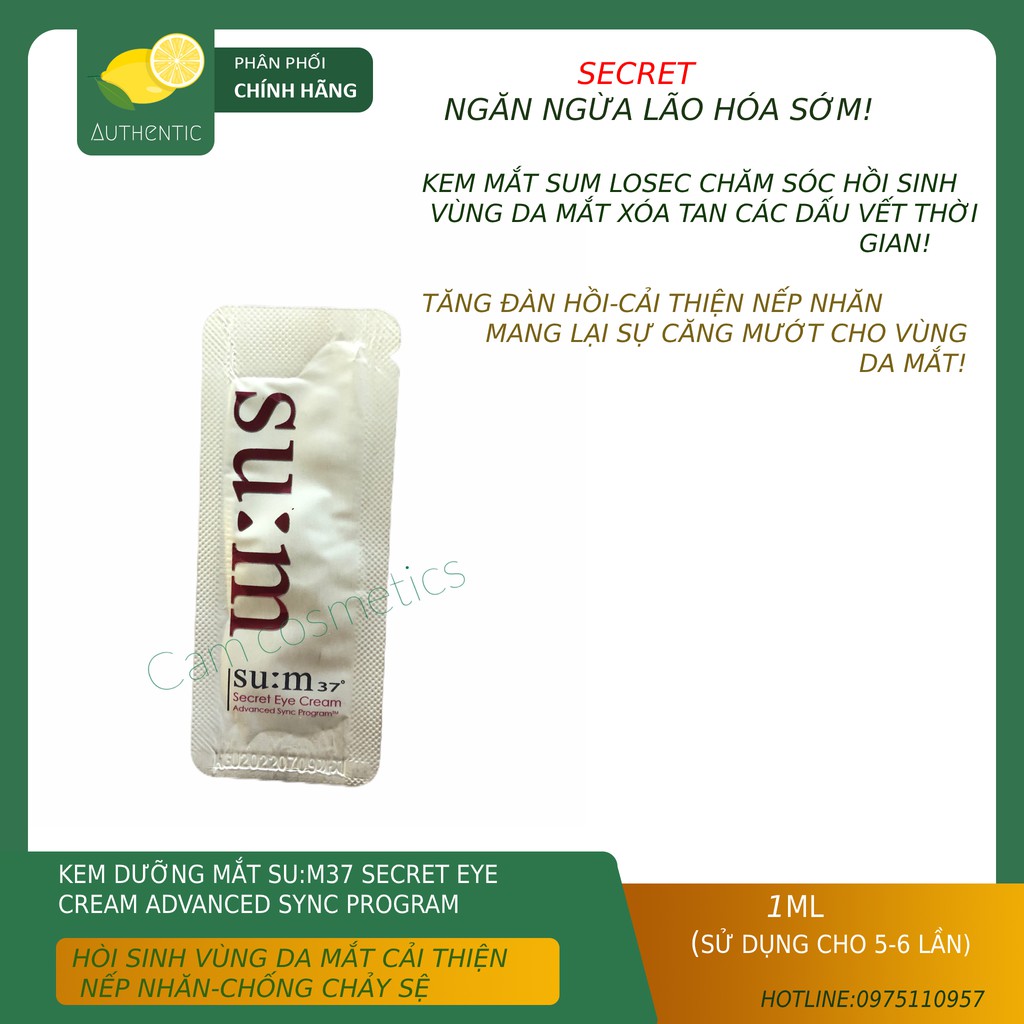 [Date 2022]Kem dưỡng mắt su:m37 Secret Eye Cream Advanced Sync Program
