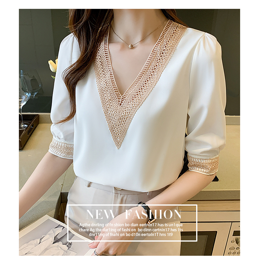 Áo Nữ Tay Ngắn Cổ Chữ V Thời Trang Quyến Rũ | BigBuy360 - bigbuy360.vn