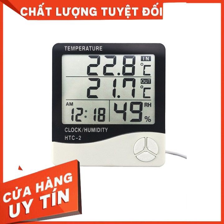 Nhiệt kế điện tử đo nhiệt độ, dộ ẩm hiển thị đồng hồ HTC - 2