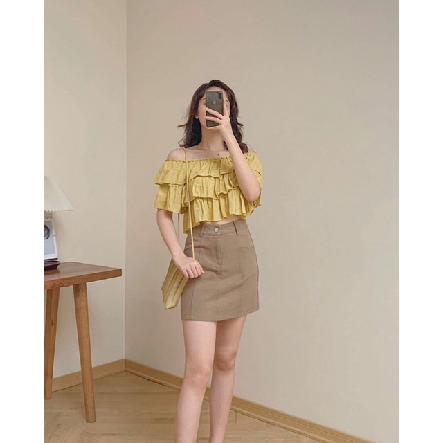 [Mã BMBAU50 giảm 7% đơn 99K] Áo trễ vai nữ bèo tầng 61a11 by germe