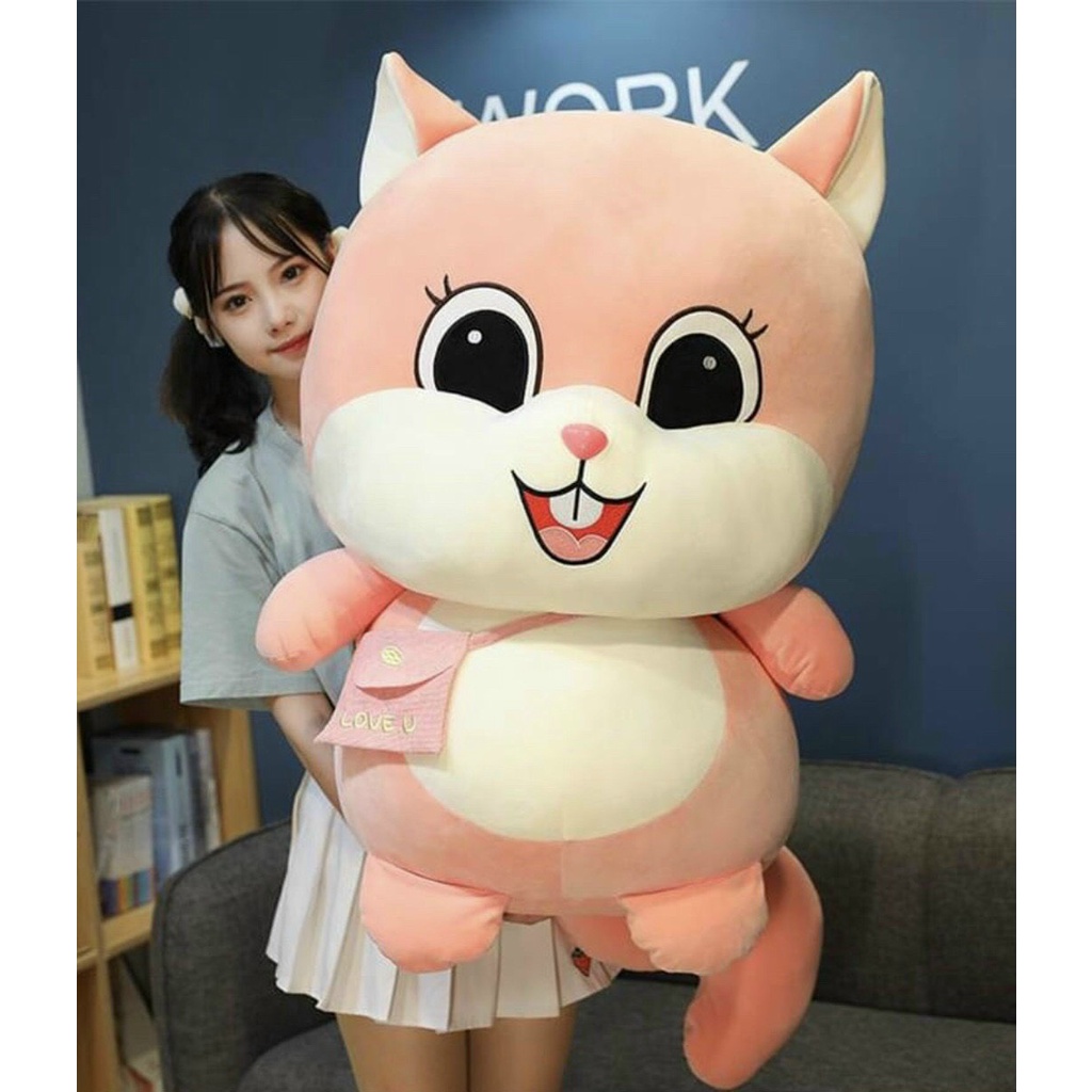 Gấu bông sóc đeo túi chéo dễ thương, Gấu bông to khổng lồ hình con sóc cute 90cm - Quà tặng bạn gái ý nghĩa