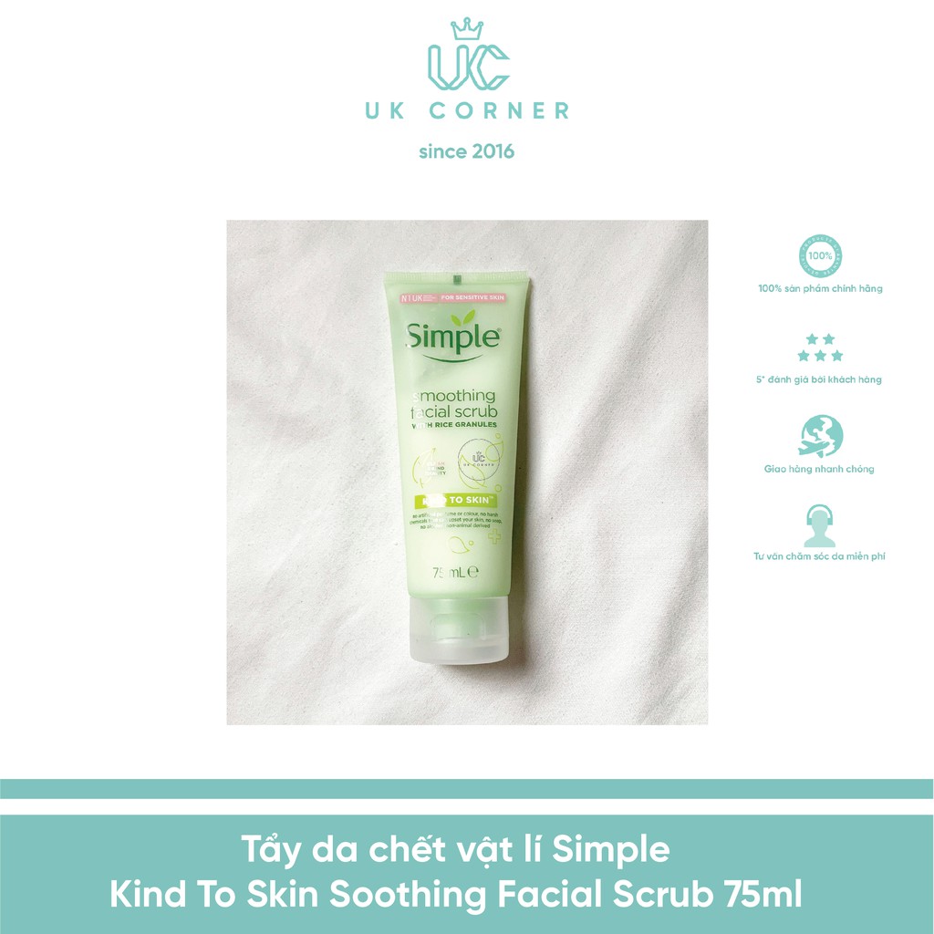 Tẩy da chết vật lí Simple Kind To Skin Soothing Facial Scrub 75ml