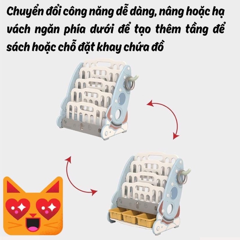 Giá sách kết hợp giỏ đựng đồ chơi cho bé