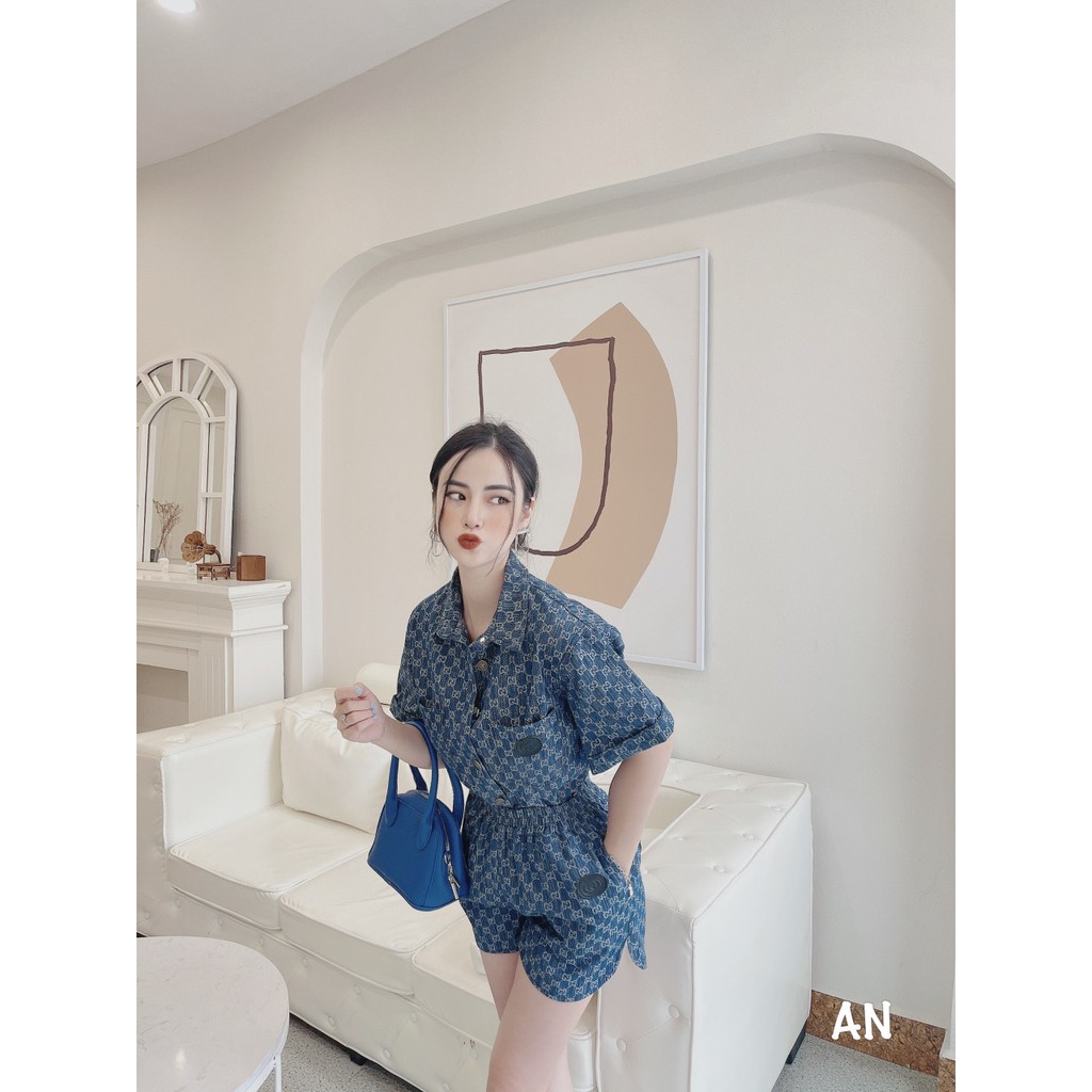 Set Sơ Mi Bò Chữ Mix Quần Sooc | BigBuy360 - bigbuy360.vn