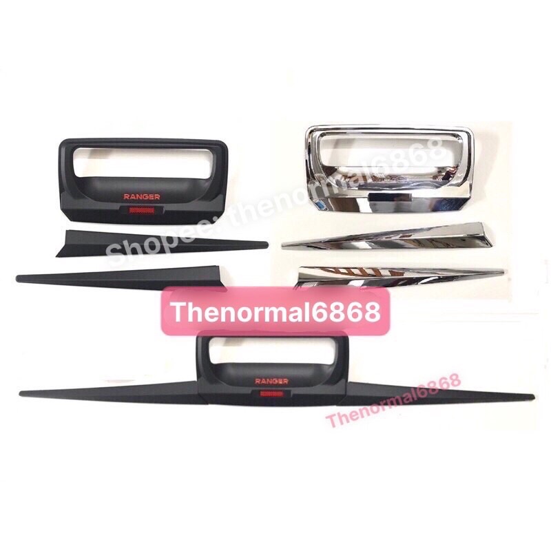 Ốp tay mở cốp Ford Ranger 2015-2021 đen nhám và mạ crom