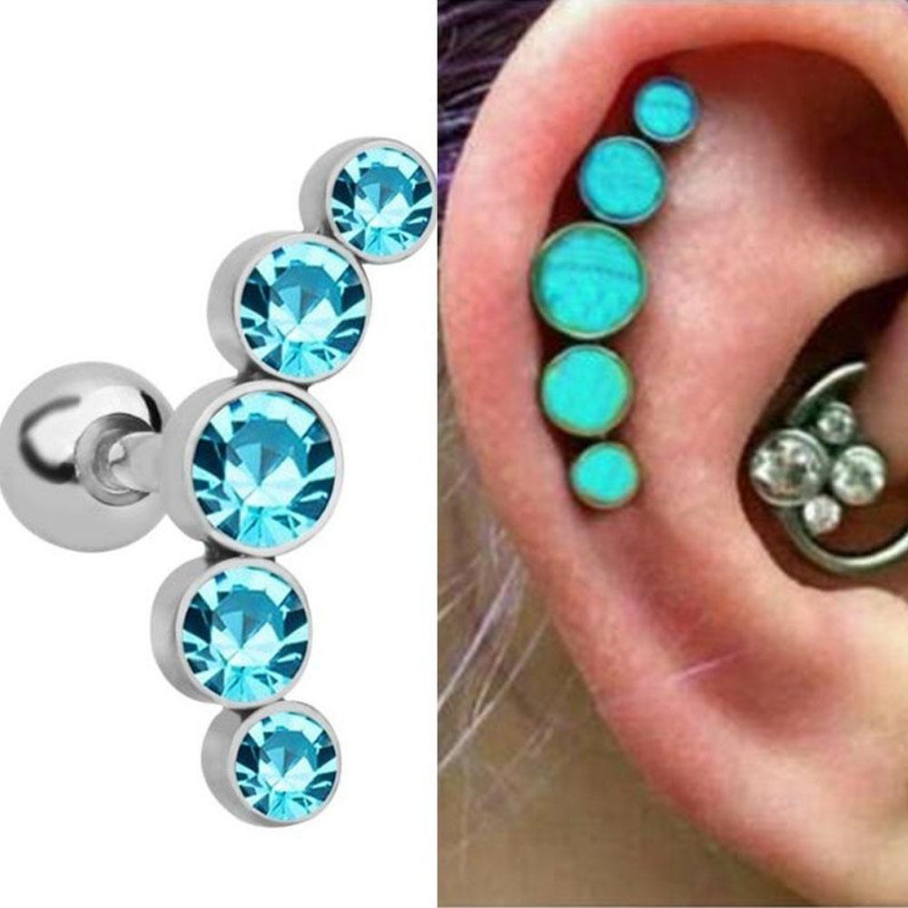1 Khuyên Tai LAYOR1 Phong Cách Punk Rock 16G|Khuyên Cơ Thể Đính Đá Opal Thời Trang