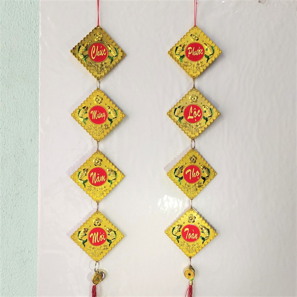 Dây treo chữ trang trí tết 4 chữ cá và trúc B05 (giá bán 1 dây)