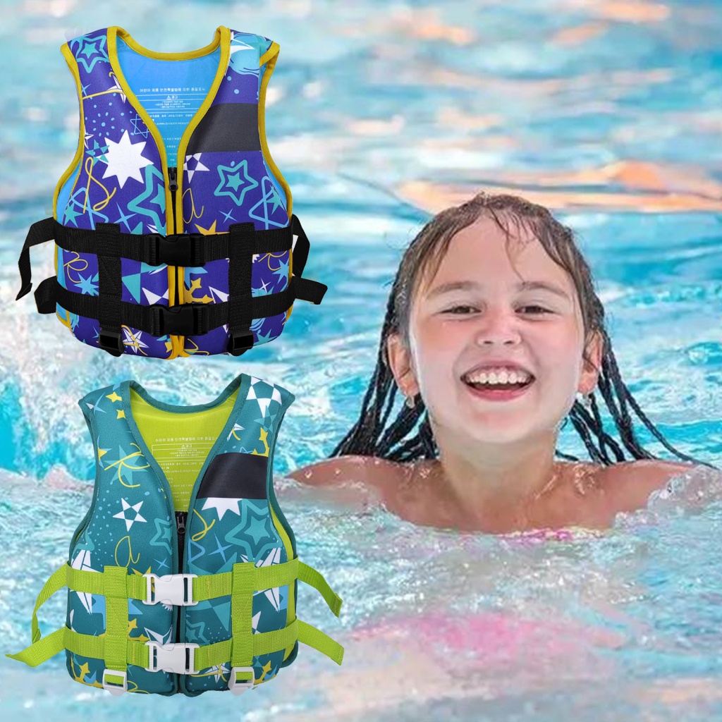 Áo Phao Cứu Sinh Không Tay Chất Liệu Polyester Thoáng Khí An Toàn Màu Sắc Tươi Sáng Tiện Dụng Cho Bé 7-10 Tuổi