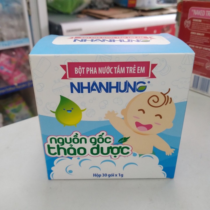 Bột pha nước tắm trẻ em Nhân Hưng hộp 30 gói