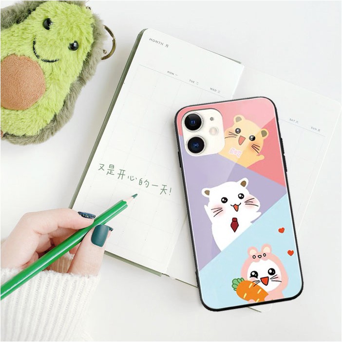 Ốp lưng kính in hình mèo thỏ cho iphone 14 13 pro max mini 11 12 pro max mini 6 s plus 7 8 plus X r s max