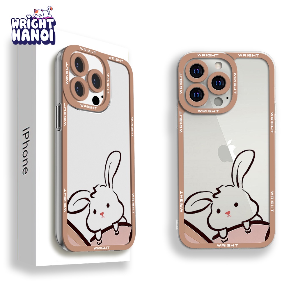 Ốp lưng iphone cạnh vuông thỏ và heo cho cặp đôi wrightcase 6plus/6splus/7/7plus/8/8plus/x/xs/11/12/pro/max/plus/promax