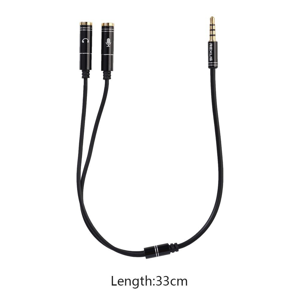 Dây cáp chia cổng tai nghe 3.5mm + cổng mic 2 trong 1 với chấu mạ vàng tiện dụng