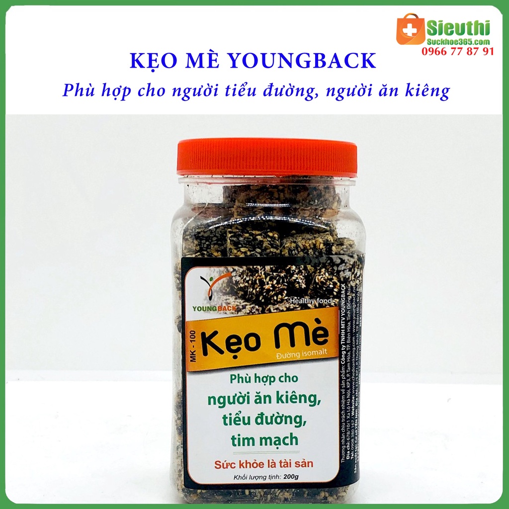 Kẹo Mè cho người tiểu đường, ăn kiêng, tim mạch hộp 200g Siêu Thị Sức Khoẻ 365