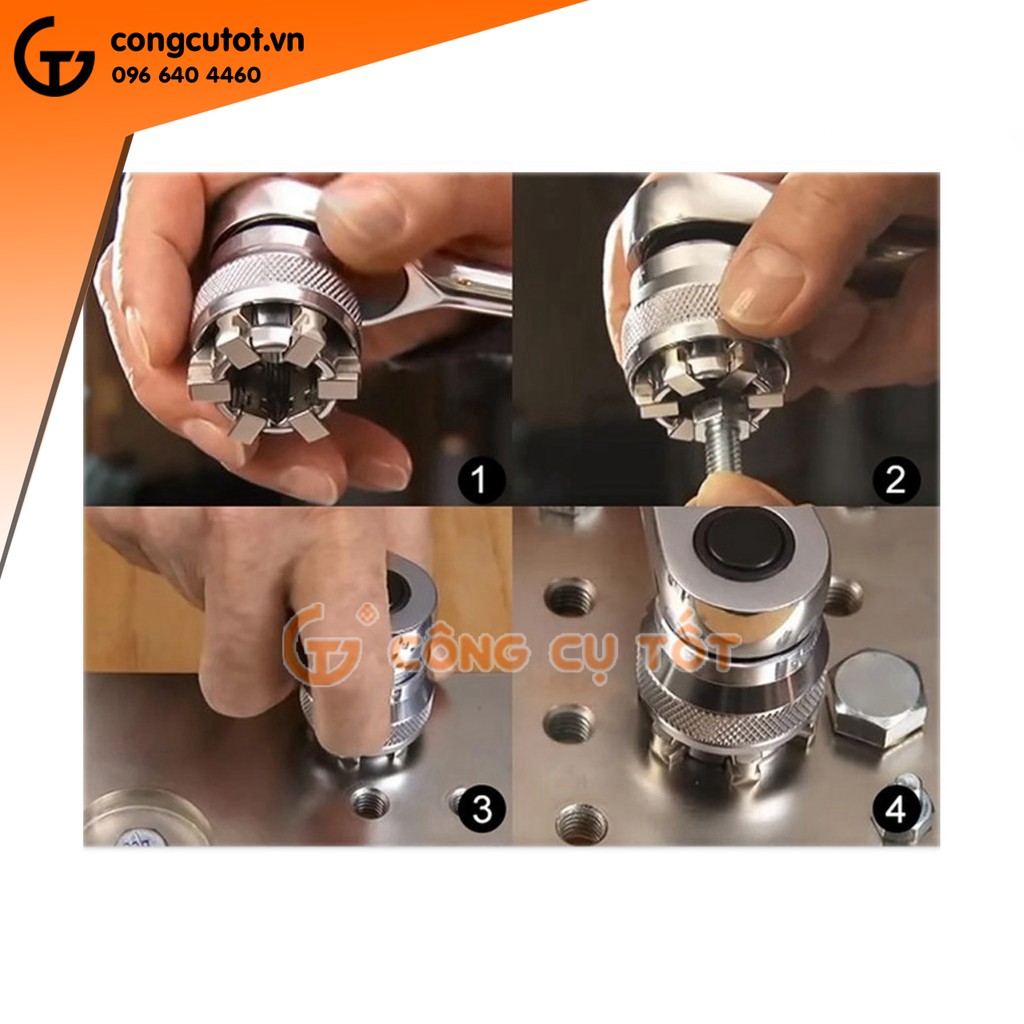 Đầu khẩu vặn ốc 3/8&quot; điều chỉnh vô cấp 10-19mm thay thế cho 30 loại đầu khẩu