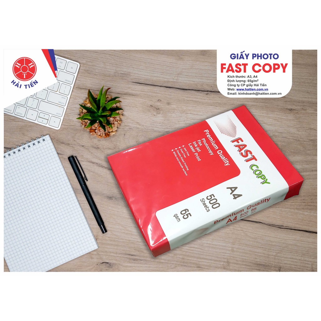 HẢI TIẾN Giấy in, photo FASTCOPY - A4/65gsm (500 tờ/ream) - 5 Reams (Đóng màng co)