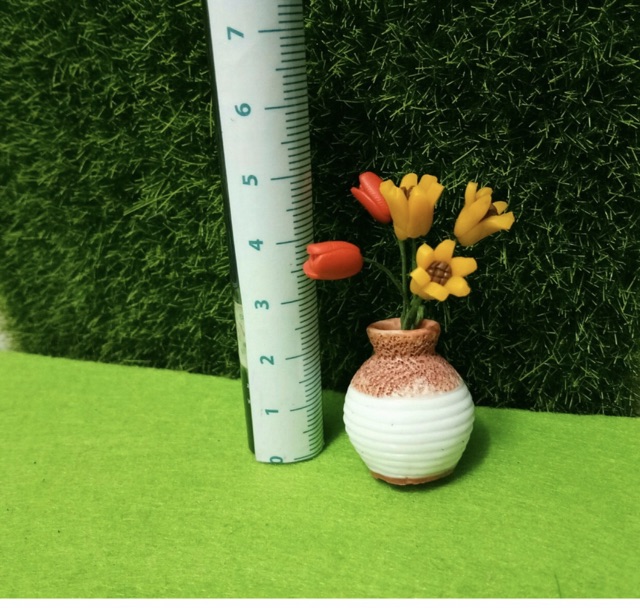 Mô hình vò gốm mini cắm hoa trang trí chậu cây, tiểu cảnh