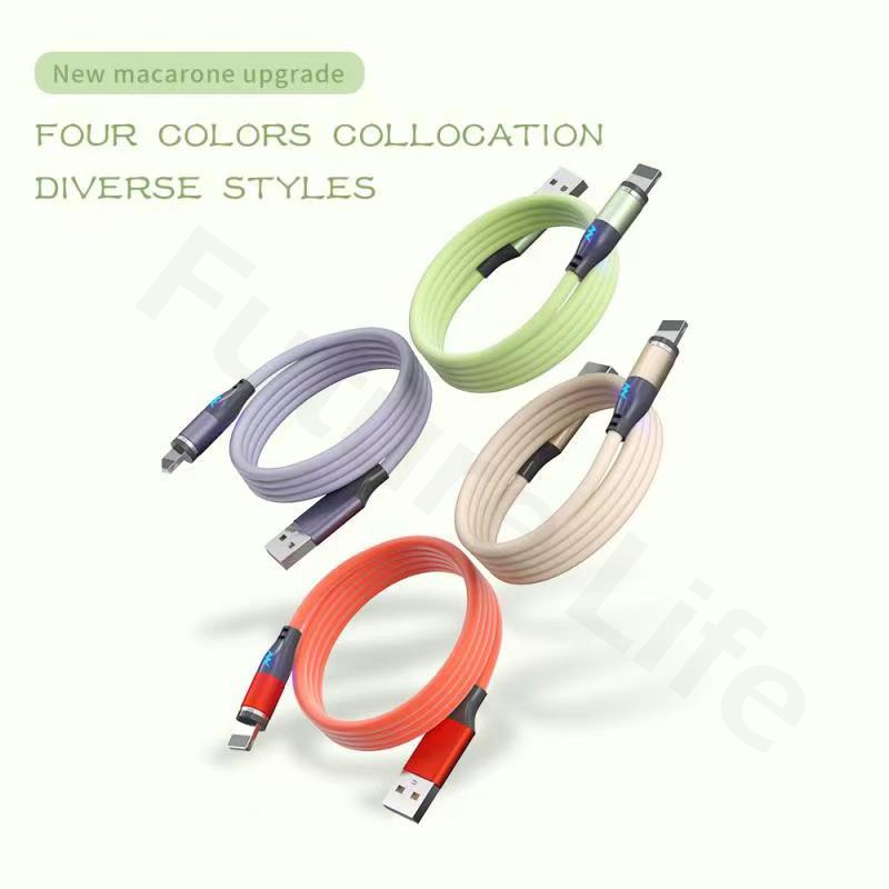 Dây Sạc Iphone Từ Tính Silicone Lỏng Cáp Sạc Nhanh Chống Cuộn Từ Tính 3 Trong 1 Cáp Sạc Type C Ipone Micro USB