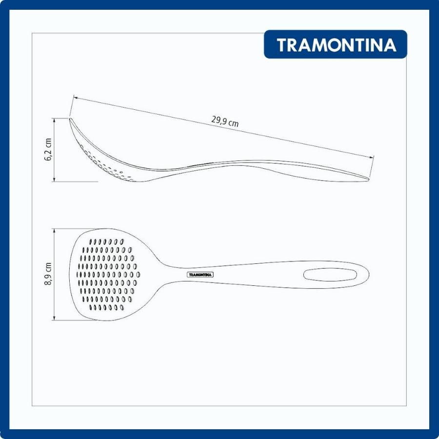 Muôi vớt đồ ăn Tramontina 25158 nhiều lỗ chất liệu nhựa PA cao cấp ba màu 30cm nhập khẩu chính hãng từ Brazil