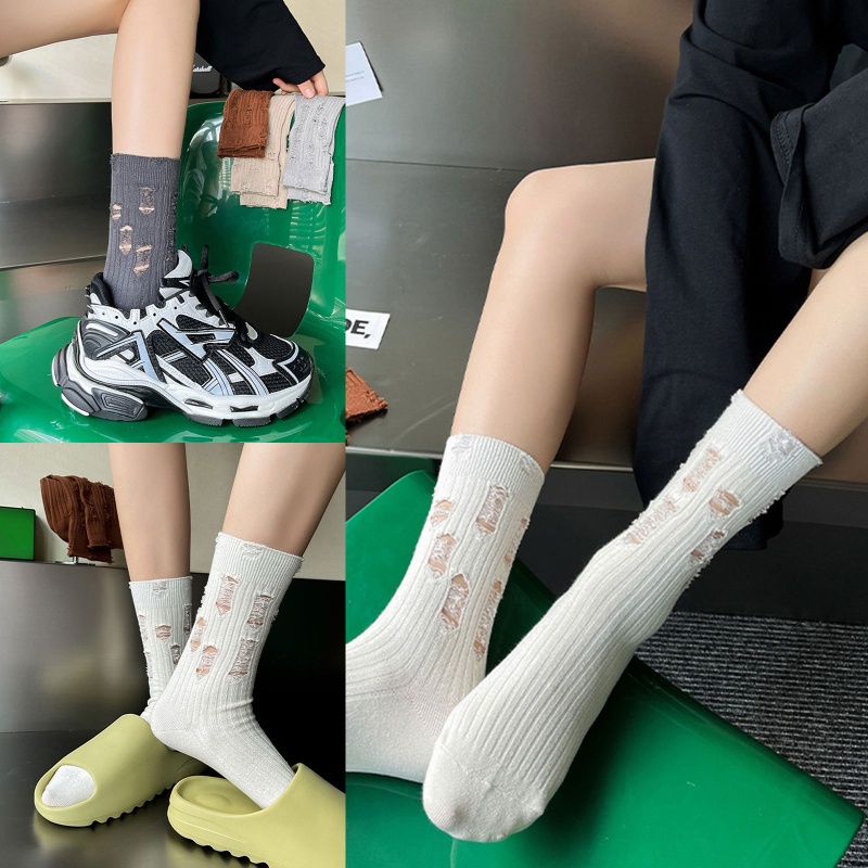 Xiangbao Vớ Cotton Cổ Cao Đến Mắt Cá Màu Trơn Dễ Thương Cho Nữ