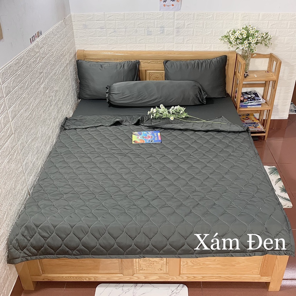 Bộ mền thun trơn màu, vỏ ôm may khóa kéo bít đầu
