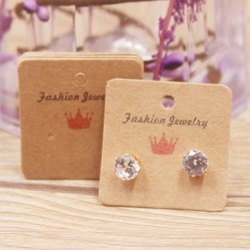 Set 100 Thẻ Giấy Hình Vuông 3 * 3 Cm Đựng Trang Sức Bông Tai