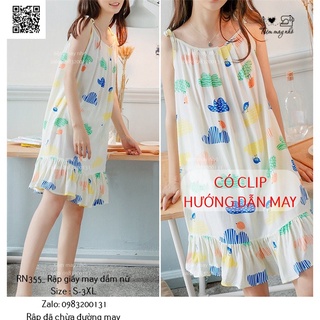 Rn355_rập giấy may đầm dây nữ