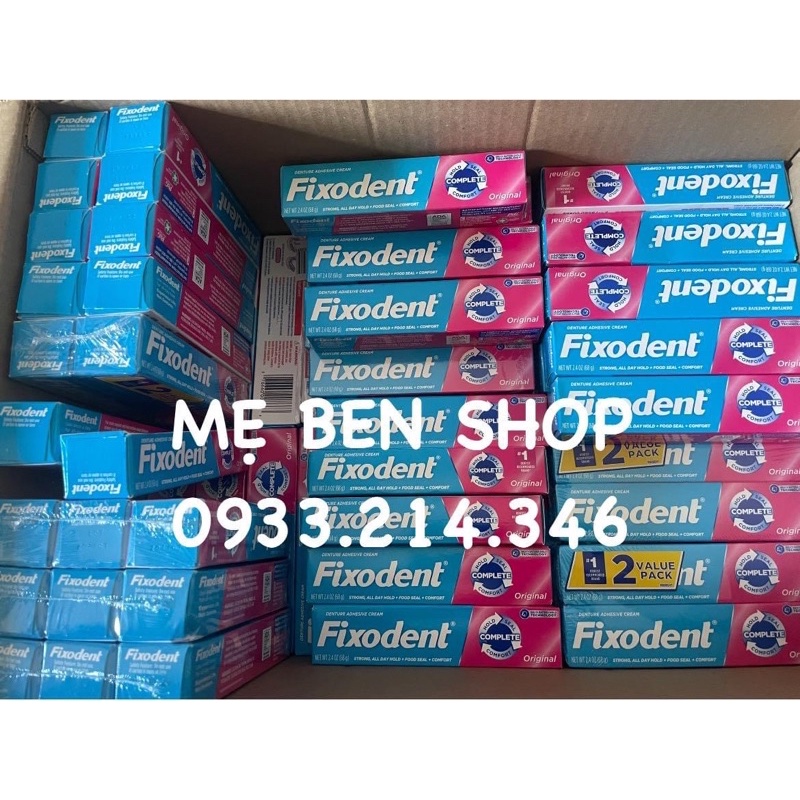 Keo dán hàm giả tháo lắp Fixodent Mỹ cho người lớn tuổi hộp 68g