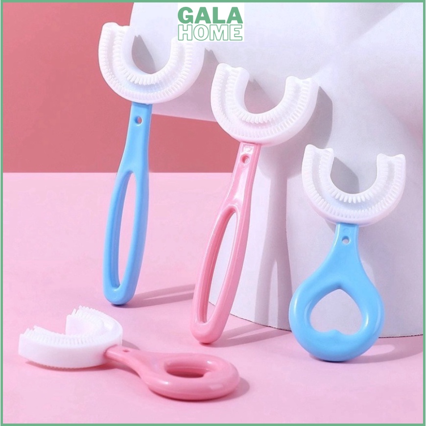 Bàn chải đánh răng trẻ em Bàn chải hình chữ U dành cho bé bằng Silicon Siêu Mềm Cho Bé Từ 2-12 tổi GALA HOME