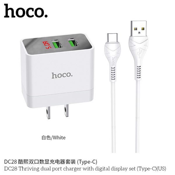 Bộ Sạc Nhanh Chuẩn QI - Hoco DC28 - Màn Hình LED Sạc Pin Tiêu Chuẩn Châu Âu EU