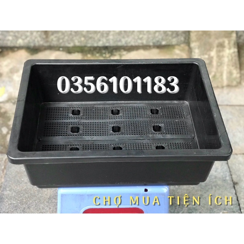 Chậu Nhựa Trồng Rau Chuyên Dụng 48x35 cm Đen