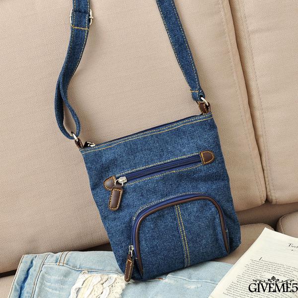 Túi đeo vai màu trơn chất liệu denim thời trang cho nữ