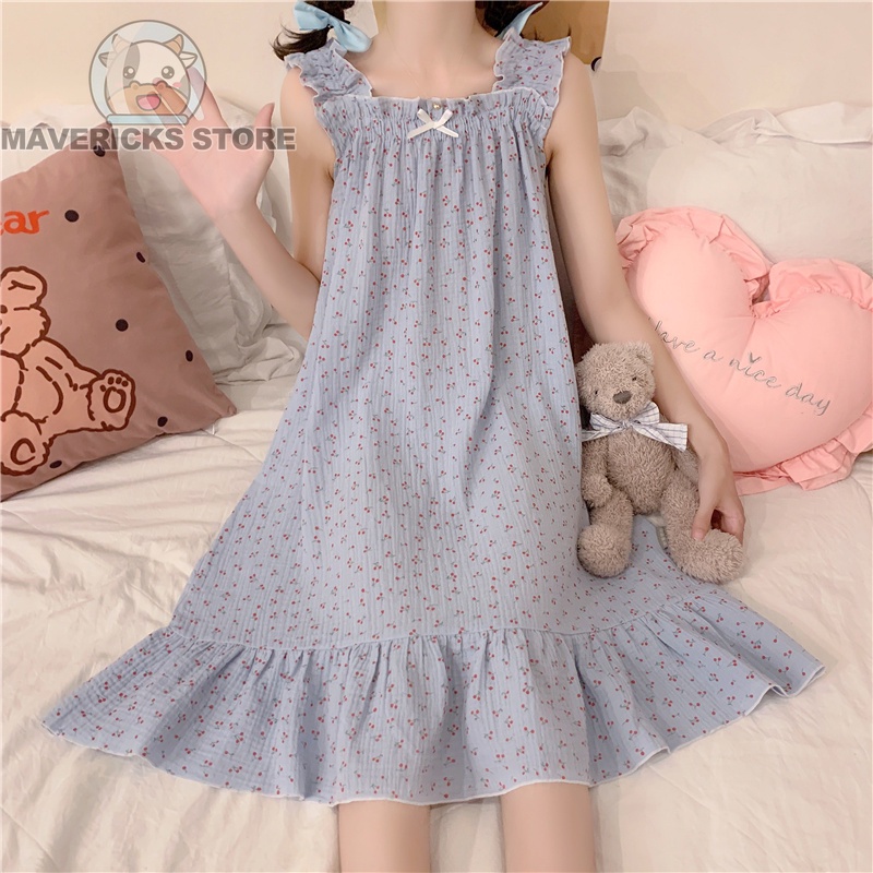 Bộ Đồ Ngủ Hai Dây Họa Tiết cherry Xinh Xắn Theo Phong Cách Mùa Xuân Hàn Quốc Dành Cho Nữ