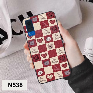 Ốp Vivo Y51 2020 / Y51s bộ hình caro trái tim đen trắng hồng bong bóng dễ thương