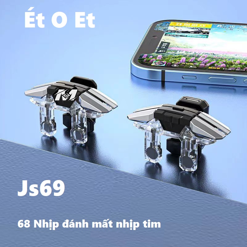 Nút bắn PUBG Auto Tap 68 nhịp/s chơi game mobile 6 ngón JS69 bản nâng cấp Js65, Nút bấm tay cầm chơi gaming FF, PUPG.